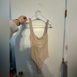 Princess Polly Cream Ribbed Top